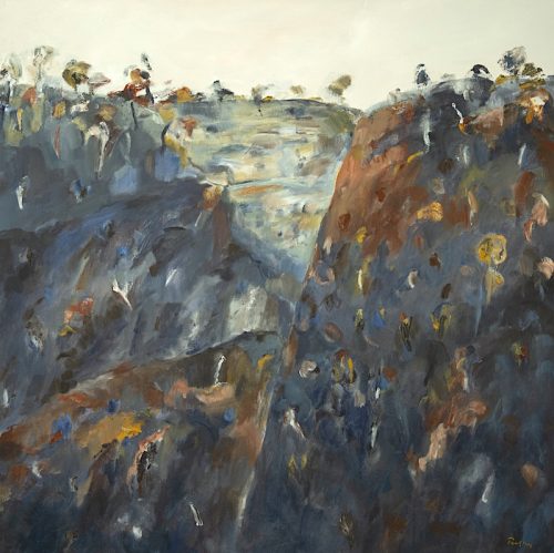 Blue Ridge - Robyn Pedley, Acrylic on Canvas 90x90cm. Framed in oak. Bobbie P Gallery